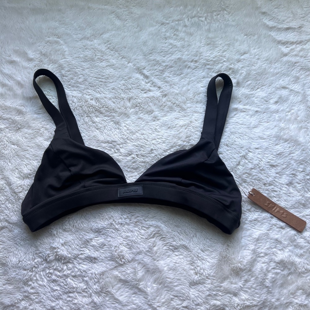 SKIMS Signature Swim Fixed Triangle Top Onyx Black BT-TRI-7493W Women Medium NWT